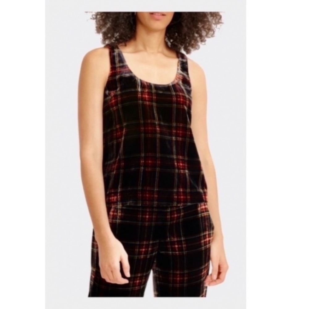 J. Crew Riff Velvet Tank in Plaid.
